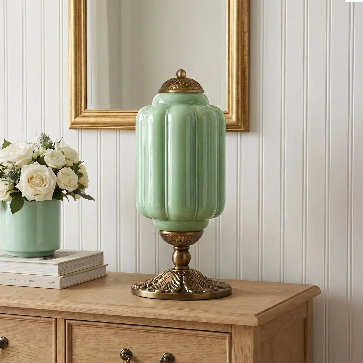 Table Lamp Textured Cream Glass Soft Diffused Light