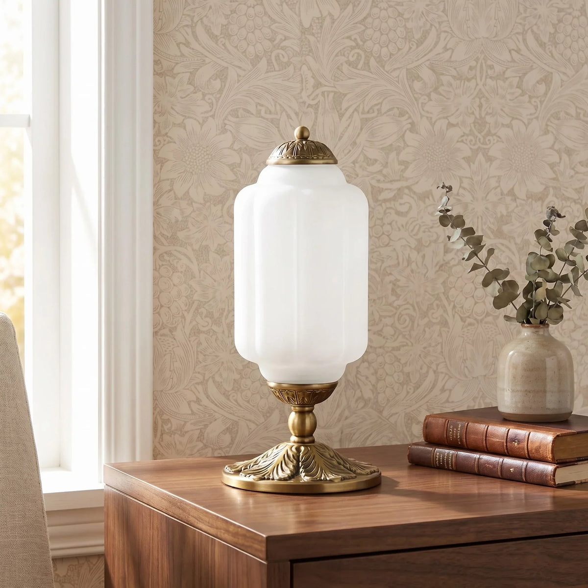 Table Lamp Textured Cream Glass Soft Diffused Light