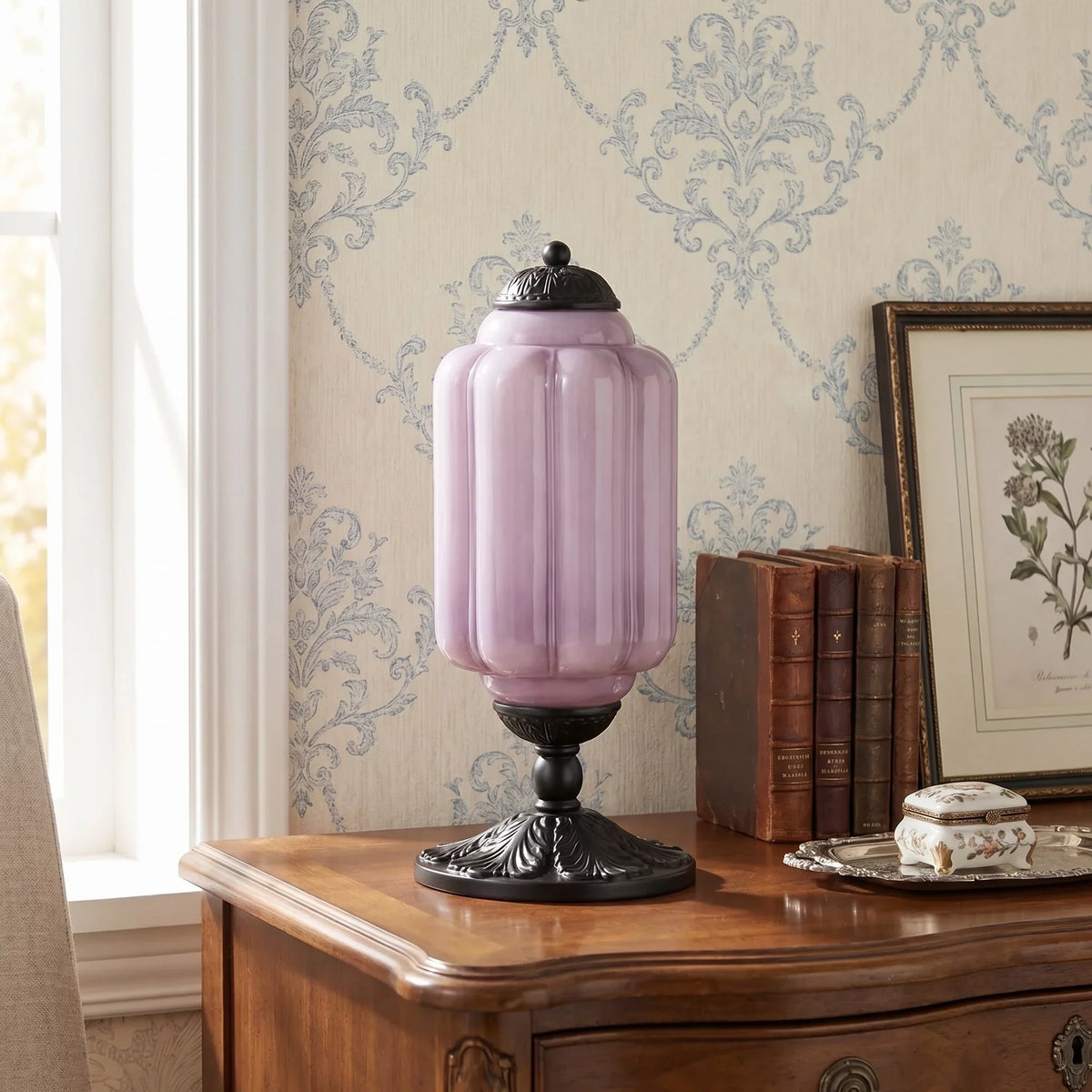 Table Lamp Textured Cream Glass Soft Diffused Light