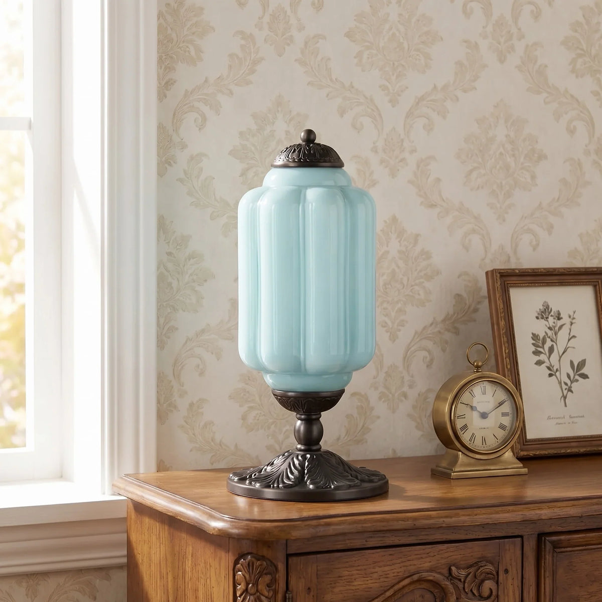 Table Lamp Textured Cream Glass Soft Diffused Light
