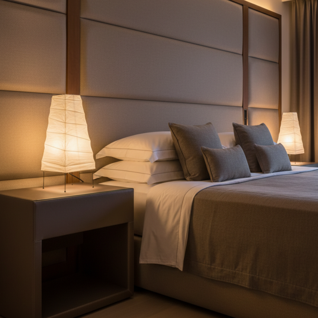 Table Lamp Tiered Lantern Bamboo Silk Dimmer Compatible