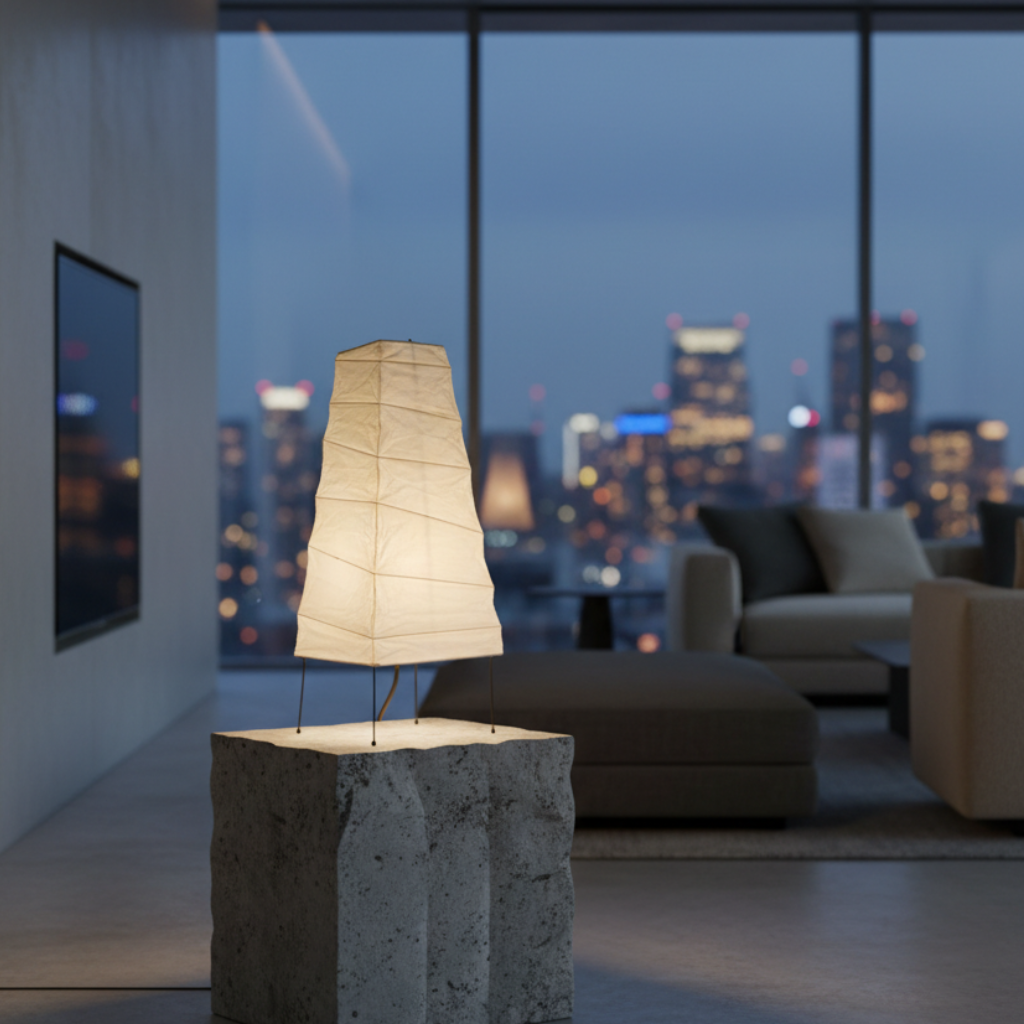 Table Lamp Tiered Lantern Bamboo Silk Dimmer Compatible
