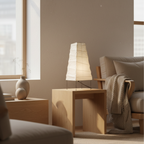 Table Lamp Tiered Lantern Bamboo Silk Dimmer Compatible