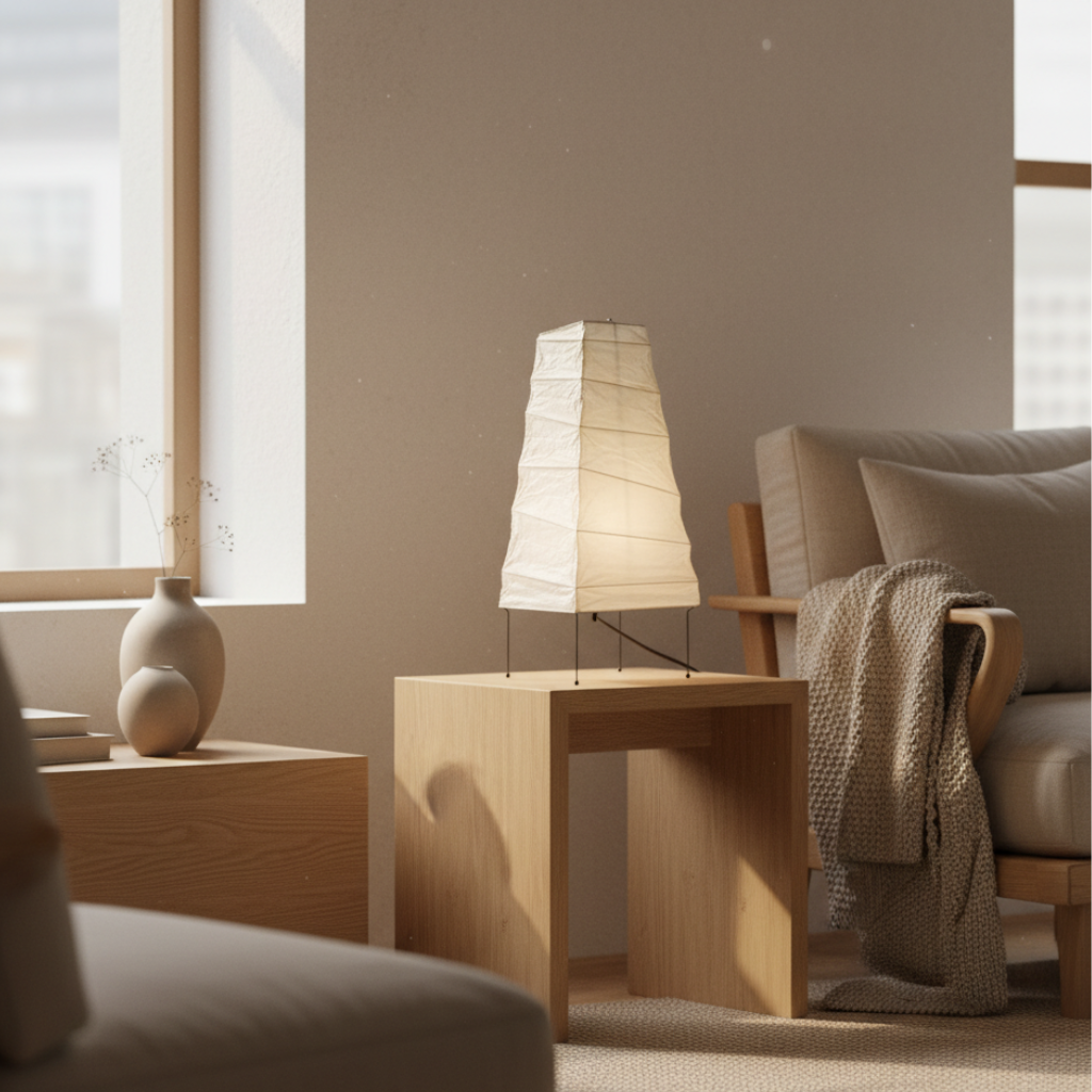 Table Lamp Tiered Lantern Bamboo Silk Dimmer Compatible