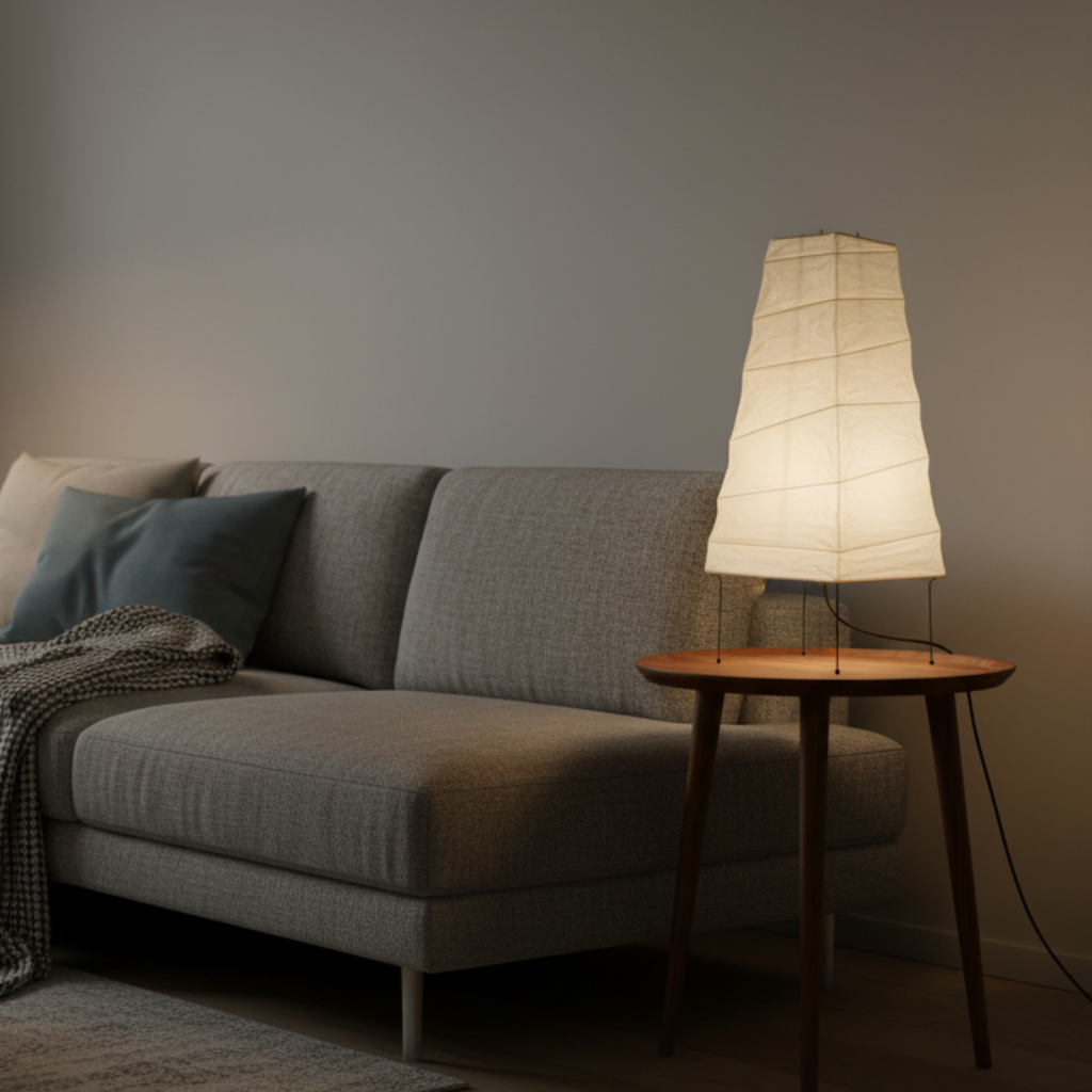Table Lamp Tiered Lantern Bamboo Silk Dimmer Compatible