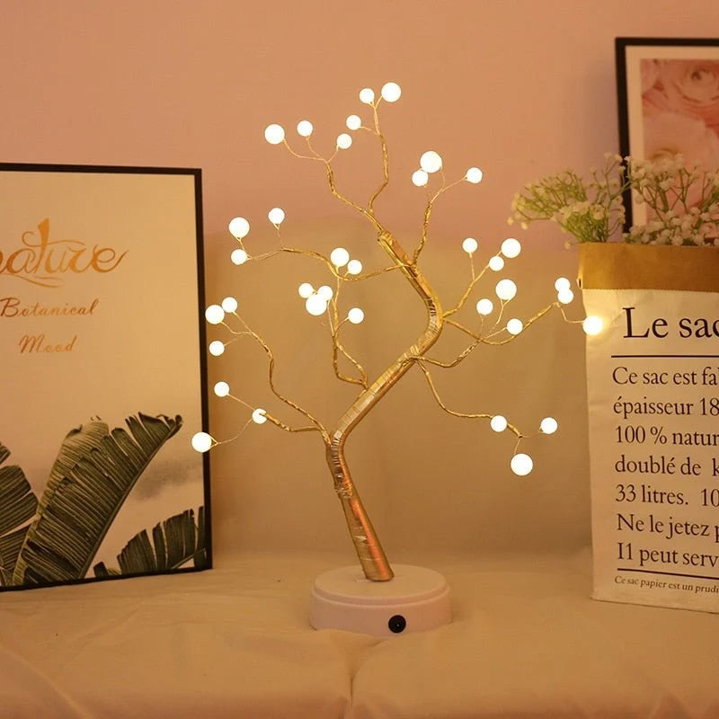 Table Lamp Tree-Shaped LED USB Rechargeable & Battery-Powered