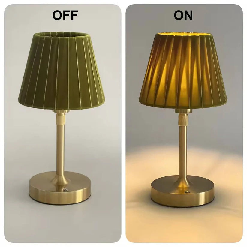 Table Lamp USB Rechargeable Adjustable Brightness Velvet Shade
