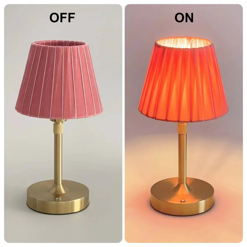 Table Lamp USB Rechargeable Adjustable Brightness Velvet Shade