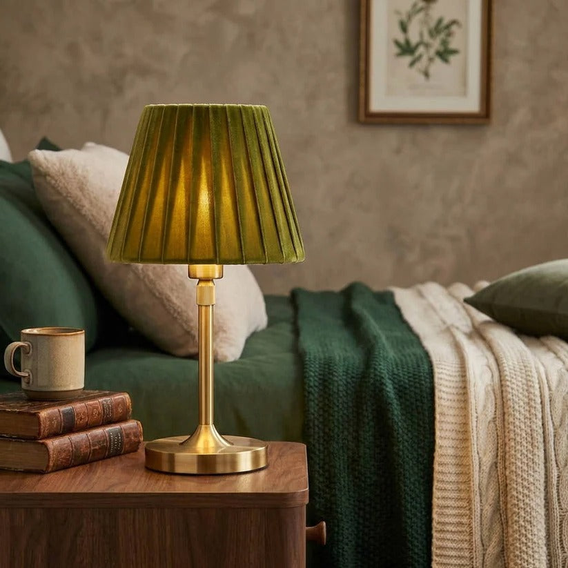 Table Lamp USB Rechargeable Adjustable Brightness Velvet Shade