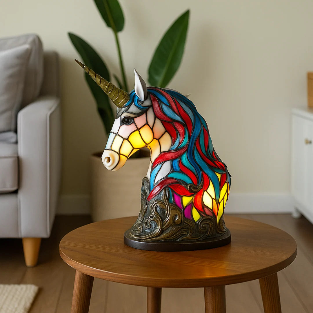 Table Lamp Unicorn Figurine Handmade Warm Glow