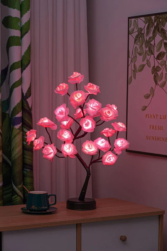 Table Lamp Warm White 24 Flowers USB & Battery