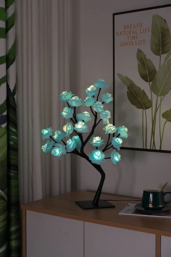 Table Lamp Warm White 24 Flowers USB & Battery