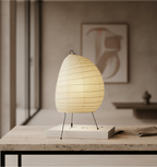 Table Lamp Washi Paper Shade Steel Tripod Base