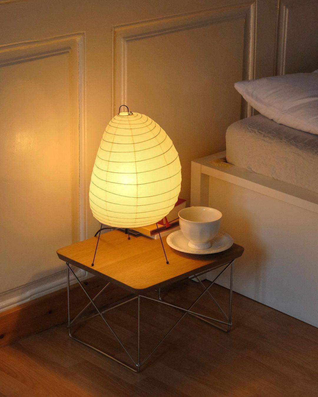 Table Lamp Washi Paper Shade Steel Tripod Base