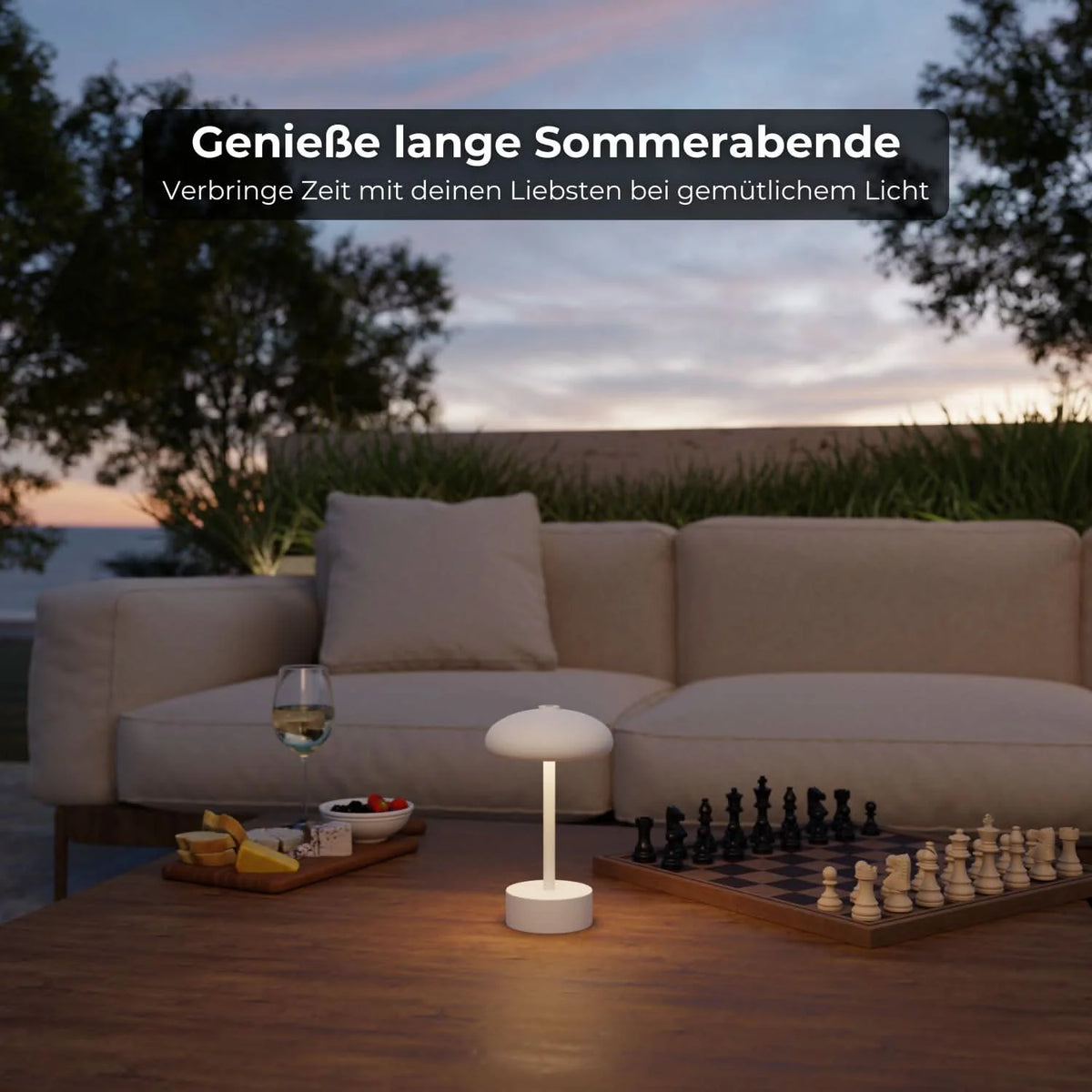 Table Lamp Wireless Rechargeable Dimmable Warm 2700K Outdoor-Safe