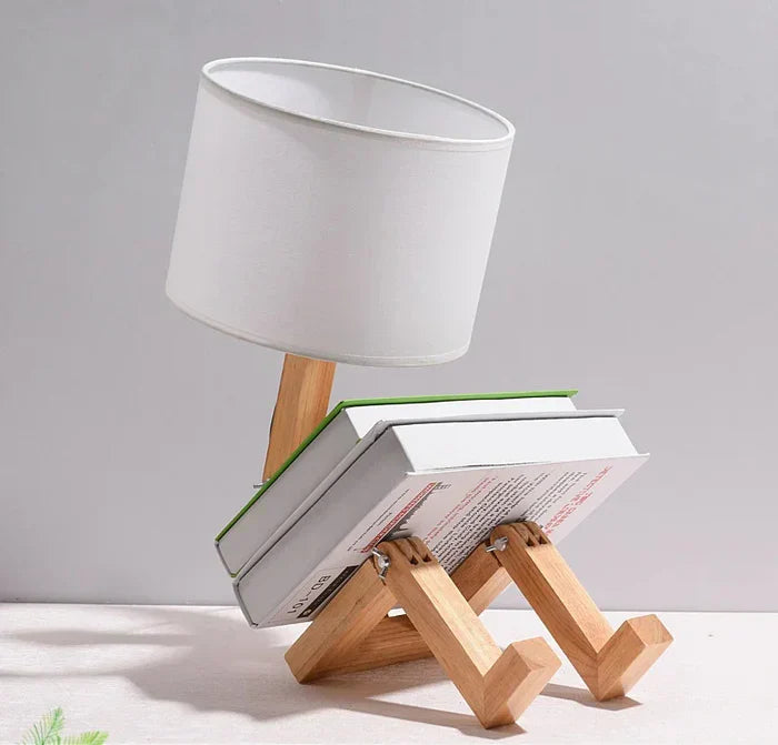 Table Lamp Wood & Fabric Adjustable With Book Holder