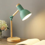 Table Lamp Wood Finish Rotatable Head Flicker-Free LED