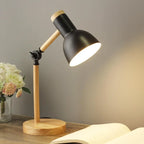 Table Lamp Wood Finish Rotatable Head Flicker-Free LED