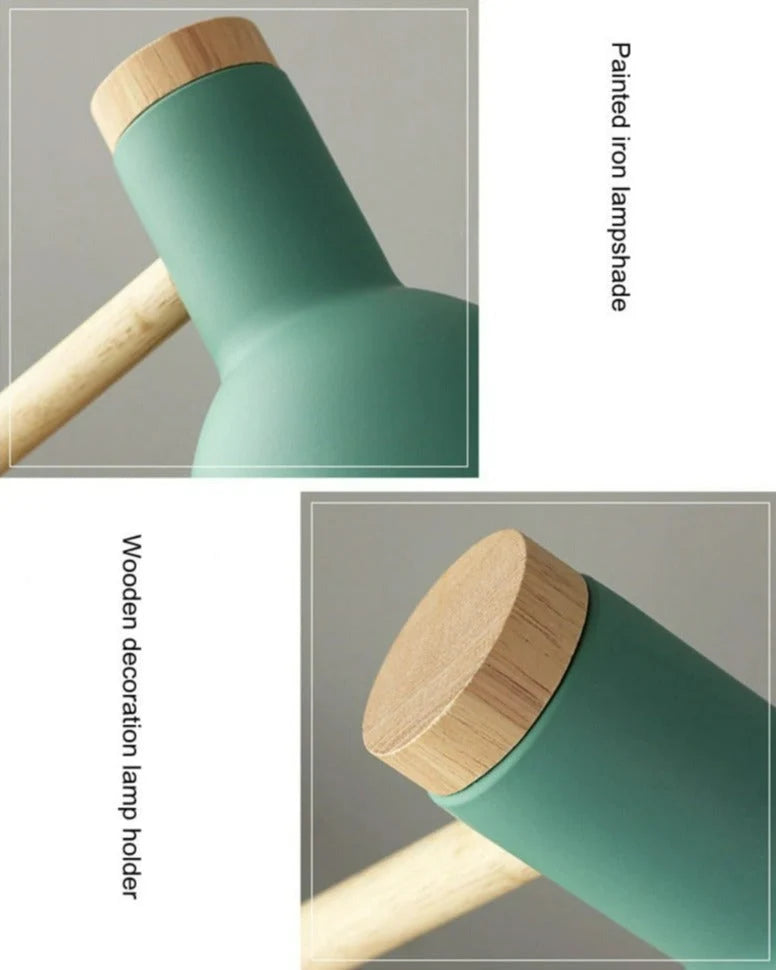 Table Lamp Wood Finish Rotatable Head Flicker-Free LED