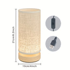 Table Lamp Wooden Base & Linen Shade USB LED