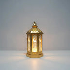 Table Lantern Wrought Iron Warm Glow Traditional Motif