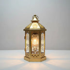 Table Lantern Wrought Iron Warm Glow Traditional Motif