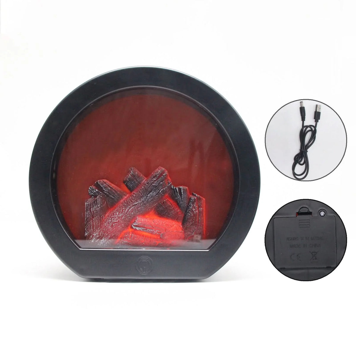 Table Light Warm Flame Effect Battery & USB