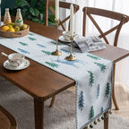 Table Runner Christmas Tree Motif Tassel Trim