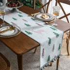 Table Runner Christmas Tree Motif Tassel Trim