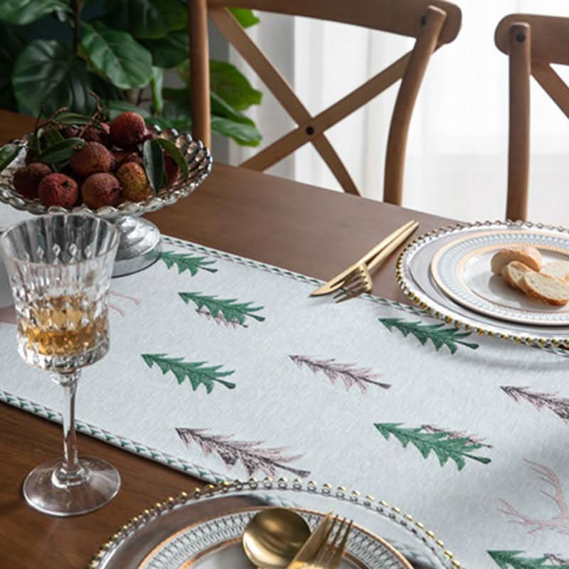 Table Runner Christmas Tree Motif Tassel Trim