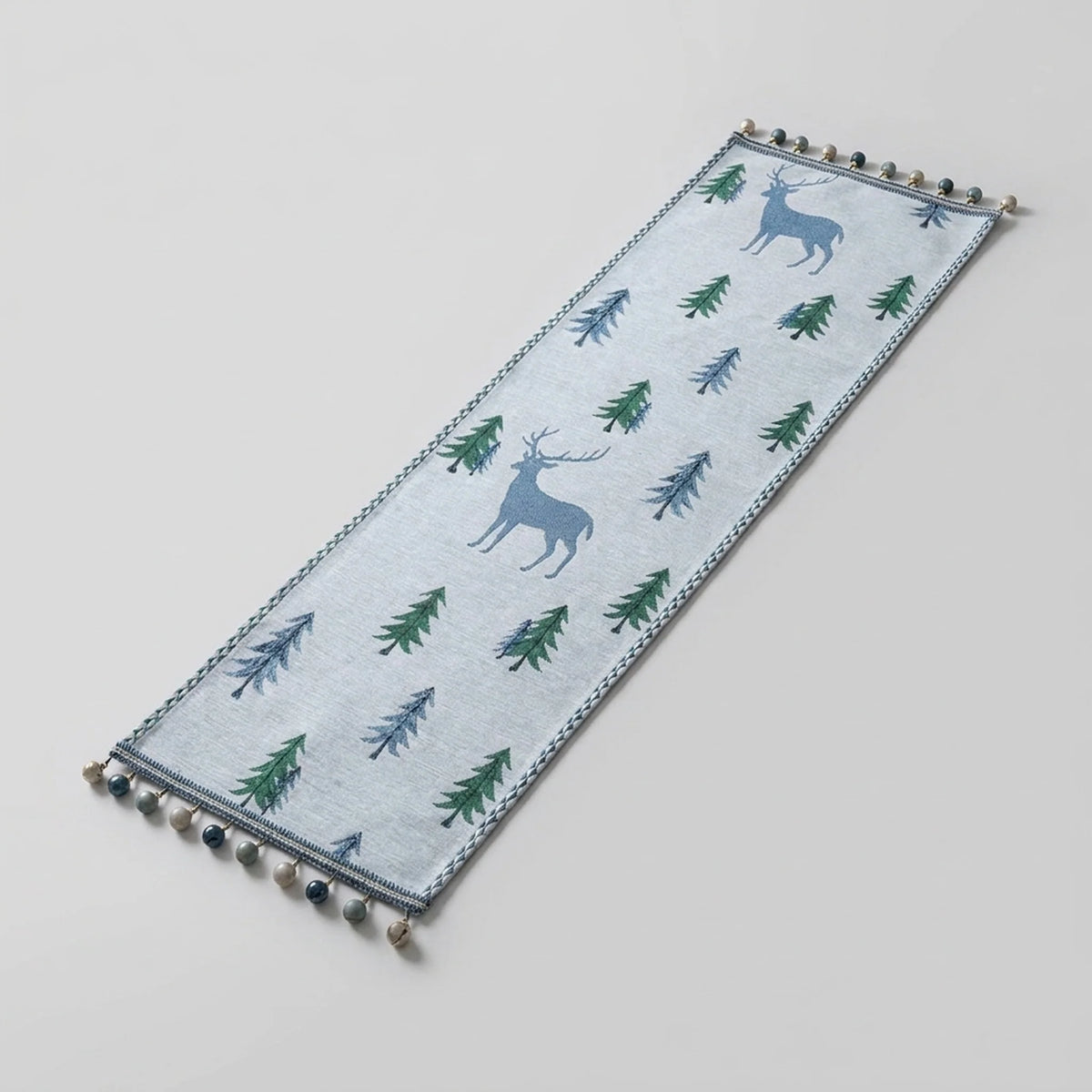 Table Runner Christmas Tree Motif Tassel Trim