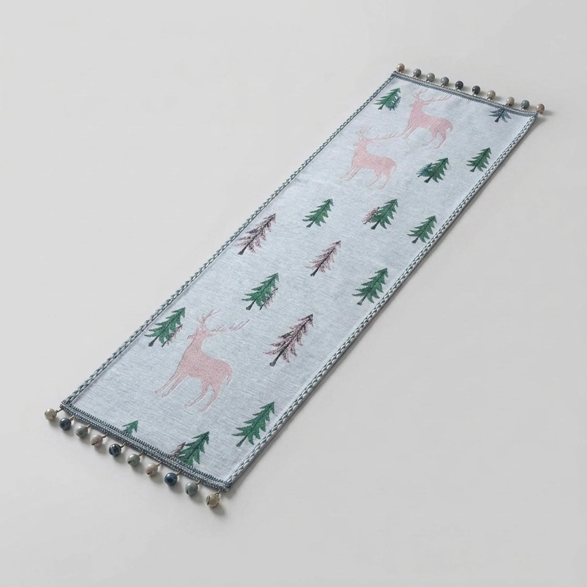 Table Runner Christmas Tree Motif Tassel Trim