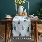 Table Runner Christmas Tree Motif Tassel Trim
