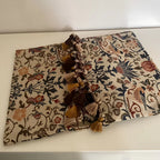 Table Runner Jacquard Bird & Floral Microfiber Tassels
