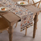 Table Runner Jacquard Bird & Floral Microfiber Tassels