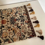 Table Runner Jacquard Bird & Floral Microfiber Tassels