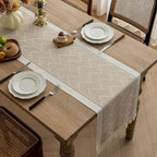 Table Runner Zigzag Woven Delicate Fringes