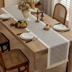 Table Runner Zigzag Woven Delicate Fringes