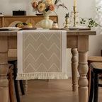 Table Runner Zigzag Woven Microfiber Blend & Heat-Resistant