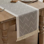 Table Runner Zigzag Woven Microfiber Blend & Heat-Resistant