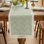Table Runner Zigzag Woven Microfiber Blend & Heat-Resistant