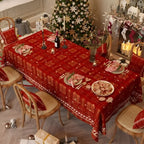 Tablecloth Chenille Tartan Plaid Snowflake Border