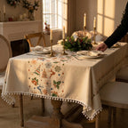 Tablecloth Christmas-Inspired Jacquard Beige
