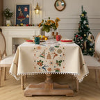 Tablecloth Christmas-Inspired Jacquard Beige