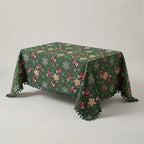 Tablecloth Festive Snowflake & Stocking Pompom Fringe