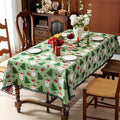 Tablecloth Tapestry Woven Festive Print Pompom Trim