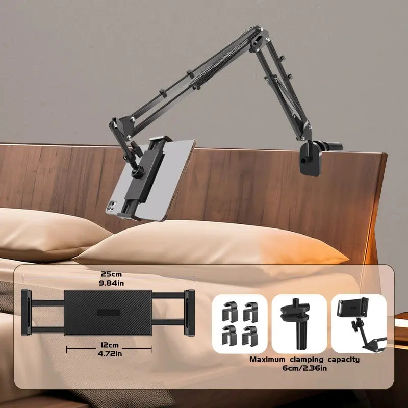 Tablet & Phone Holder 360 Degree Rotating Metal Clamp