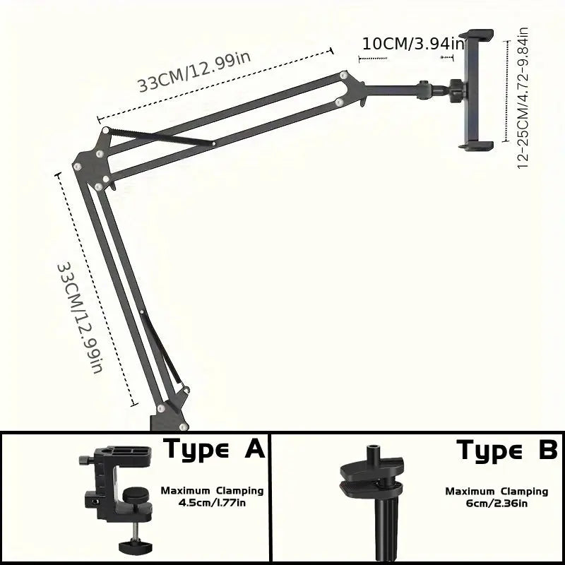 Tablet & Phone Holder 360 Degree Rotating Metal Clamp