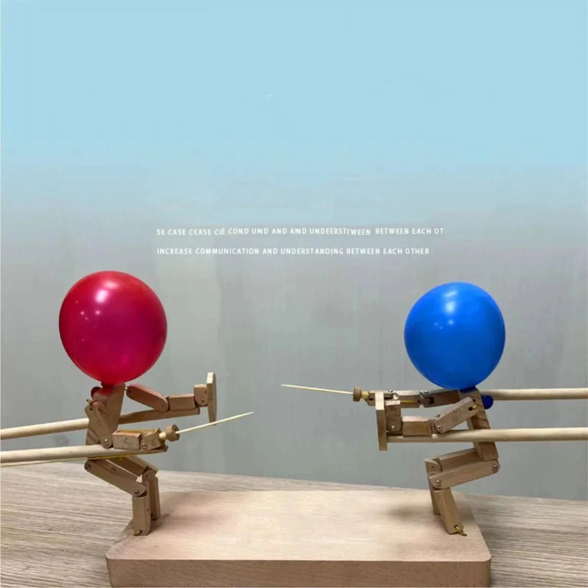 Tabletop Balloon Battle Game Wooden Puppets 20 Balloons