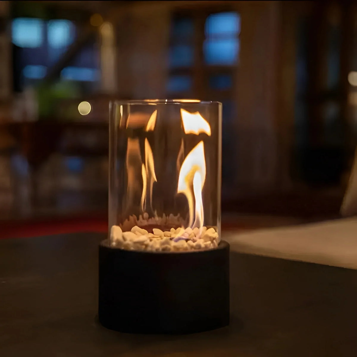 Tabletop Bio-Ethanol Fireplace Smokeless Glass Cylinder Portable